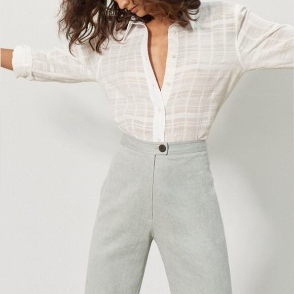 Mara Hoffman Arlene Pant Hemp Organic Cotton Flare Leg Pants Sage Green Size 4 - Picture 2 of 10